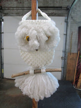 Load image into Gallery viewer, Vintage Macrame White Owl Pot Planter Holder with Top Strap
