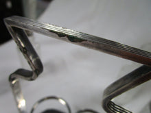 Load image into Gallery viewer, Vintage Cut Clear Glass Cruet and Condiment Set with Silverplate Table Holder
