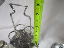 Load image into Gallery viewer, Vintage Cut Clear Glass Cruet and Condiment Set with Silverplate Table Holder
