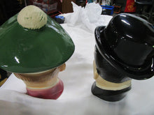 Load image into Gallery viewer, 1976 Ezra Brooks Laurel &amp; Hardy Empty Figural Whiskey Decanters Pair
