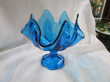 Load image into Gallery viewer, Vintage LE Smith Colonial Blue Glass Footed Compote Dish
