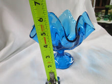 Load image into Gallery viewer, Vintage LE Smith Colonial Blue Glass Footed Compote Dish
