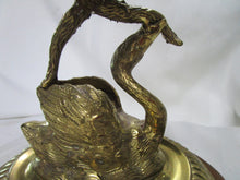 Load image into Gallery viewer, Vintage Swan Holding Branch Gentleman's Pocket Watch Holder on Wood Base

