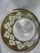 Load image into Gallery viewer, Vintage Culver Valiancia Clear Glass with 22K Gold Overlay and Green Diamond Pedestal Glass
