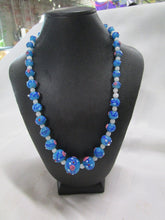 Load image into Gallery viewer, Vintage Venetian Wedding Cake Glass Bead Aqua/Pink/White Necklace
