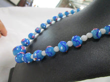 Load image into Gallery viewer, Vintage Venetian Wedding Cake Glass Bead Aqua/Pink/White Necklace
