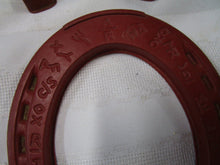 Load image into Gallery viewer, 1950&#39;s Auburn Toys Children&#39;s Rubber Horseshoes and (1) Black Rubber Throw Base
