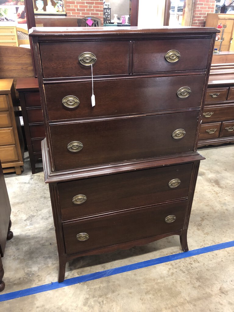 Vintage Sanford Furniture NC Cherry 2 Over 3 Drawer Highboy Dresser