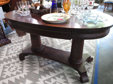 Load image into Gallery viewer, Vintage Empire Style Trestle Column Library Table with Drawer
