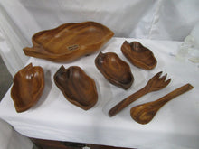 Load image into Gallery viewer, Vintage Leilani Monkey Pod Party Salad Serving Set for 4 with Serving Utensils
