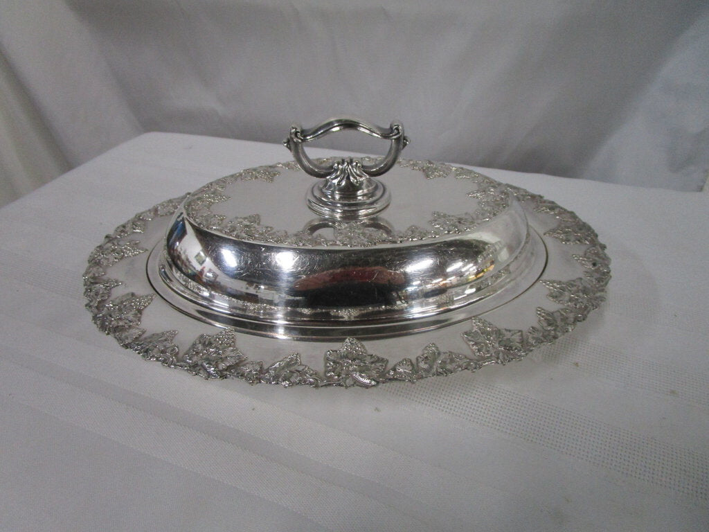 Vintage English Hallmark Silverplate Harvest Grapes Covered Dish Server