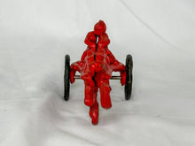 Load image into Gallery viewer, Vintage Reproduction Red Cast Iron Racing Horse and Surrey Toy
