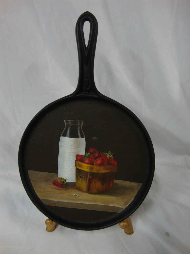 Antique Bluff City Stoves Cast Iron Handpainted Decor Skillet
