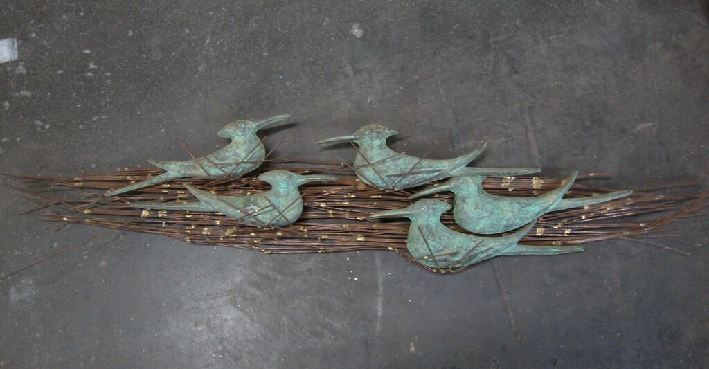 Vintage Bijan Jere Style Signed Brutalist Nesting Sea Birds Wall Art Sculpture