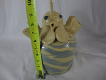 Load image into Gallery viewer, Dale Costner Vale, NC Unsigned Blue/Cream Folk Art Pottery Chicken Figure Sculpture
