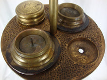 Load image into Gallery viewer, Vintage Jadeite &amp; Brass Pedestal Cigarette Smoking Stand
