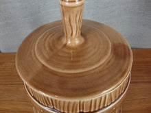 Load image into Gallery viewer, Vintage Unmarked McCoy Brown Ceramic Cookie Churn Cookie Canister Jar

