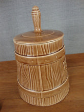 Load image into Gallery viewer, Vintage Unmarked McCoy Brown Ceramic Cookie Churn Cookie Canister Jar
