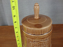 Load image into Gallery viewer, Vintage Unmarked McCoy Brown Ceramic Cookie Churn Cookie Canister Jar
