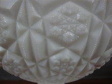 Load image into Gallery viewer, Vintage Milk Glass Quilted Star Sawtooth Edge Compote Bowl
