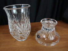 Load image into Gallery viewer, Vintage Brilliant Cut Crystal Glass Fan Diamond 2 Piece Hurricane Lamp
