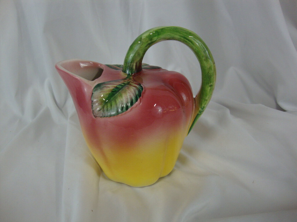 Vintage Italy Ceramic Apple Fruit Decor Pitcher