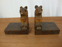 Load image into Gallery viewer, Vintage German Carved Rustic Bear Wood Bookends Pair
