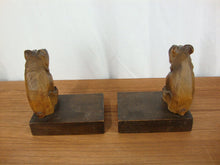 Load image into Gallery viewer, Vintage German Carved Rustic Bear Wood Bookends Pair
