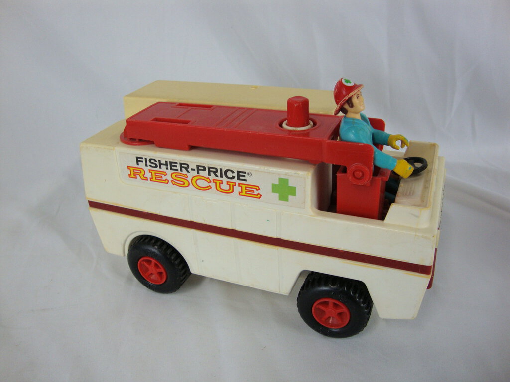 1974 Fisher Price Adventure People Rescue Ambulance Truck with Two Play Figures