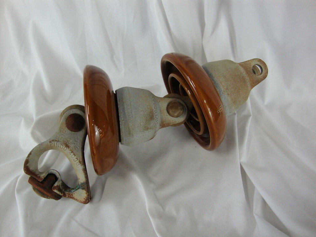 1962 Victor Ceramic and Metal 10,000 Lbs Double Bell Pole Wire Insulator