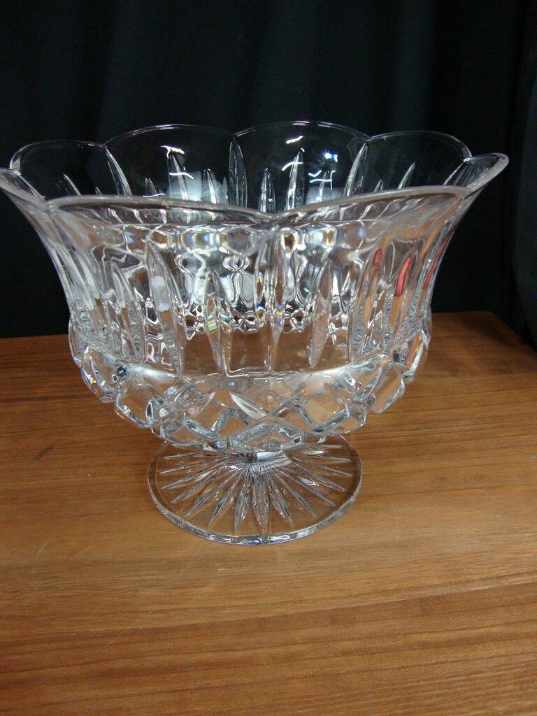Vintage Cut Glass Pedestal Serving Trifle Compote Bow