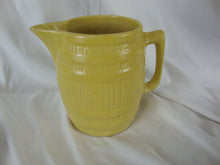 Load image into Gallery viewer, Vintage McCoy? Sunny Yellow Stoneware Barrel Design Country Farmhouse Pitcher Decor
