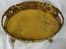 Load image into Gallery viewer, Vintage French Style Brass Footed Gallery Tray
