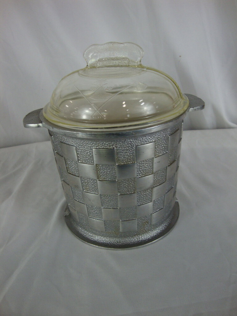 Vintage Guardian Service Aluminum Ice Bucket with Plastic Insert and Glass Lid