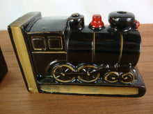 Load image into Gallery viewer, 1950&#39;s Japan Ceramic Train Locomotive Small Bookends Pair
