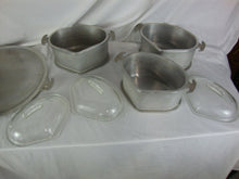 Load image into Gallery viewer, Vintage Guardian Service Aluminum (3) Serving Dishes with Glass Lids and (1) Handled Platter
