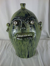 Load image into Gallery viewer, Marvin Bailey Artist Folk Art Blue Green Streaked Large Ugly Face Jug
