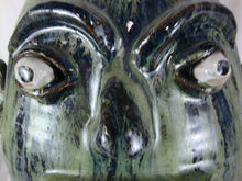 Load image into Gallery viewer, Marvin Bailey Artist Folk Art Blue Green Streaked Large Ugly Face Jug
