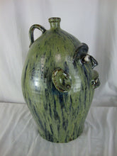Load image into Gallery viewer, Marvin Bailey Artist Folk Art Blue Green Streaked Large Ugly Face Jug
