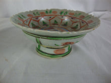 Load image into Gallery viewer, Antique Porcelain Floral Pedestal Trinket Offering Dishes Set of 2 *CHIPS*
