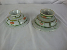 Load image into Gallery viewer, Antique Porcelain Floral Pedestal Trinket Offering Dishes Set of 2 *CHIPS*
