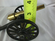 Load image into Gallery viewer, Vintage Penn Craft USA Cast Iron &amp; Brass Wheeled Military Cannon Toy
