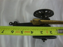 Load image into Gallery viewer, Vintage Penn Craft USA Cast Iron &amp; Brass Wheeled Military Cannon Toy

