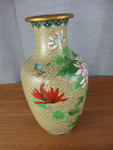 Load image into Gallery viewer, Vintage Oriental Mums &amp; Butterflies Cloisonne Decor Vase
