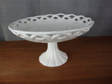 Load image into Gallery viewer, Vintage Old Colony White Milk Glass Cutout Pedestal Compote Bowl Dish
