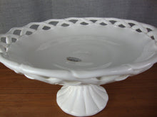 Load image into Gallery viewer, Vintage Old Colony White Milk Glass Cutout Pedestal Compote Bowl Dish
