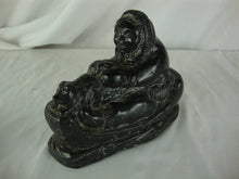 Load image into Gallery viewer, Vintage Al Wolf Carved Soapstone Inuit with Sled Dog Statue Figurine
