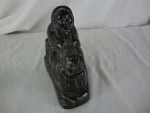 Load image into Gallery viewer, Vintage Al Wolf Carved Soapstone Inuit with Sled Dog Statue Figurine
