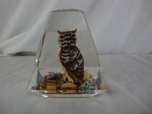 Load image into Gallery viewer, Vintage Canada Great Horned Owl Carved &amp; Hand Painted Souvenir Paperweight
