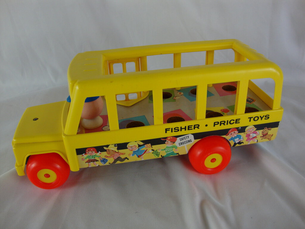 1965 Fisher Price Little People #192 School Bus Pull Toy